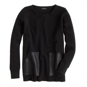 J.Crew Sweater with Black Leather Pockets Sz. XS